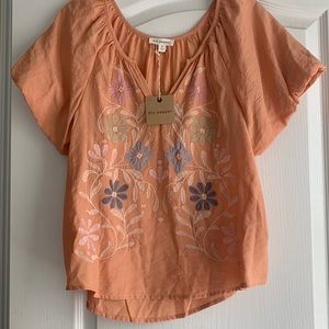 NWT Blu Pepper peasant embroidered top